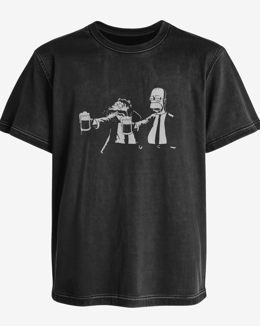 Polera desgastada Negro de Borrachos Fiction