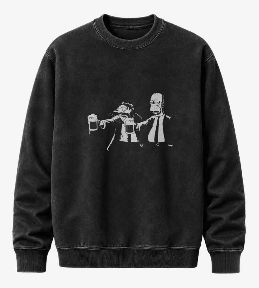 Poleron Polo Acid Wash Negro de Borrachos Fiction