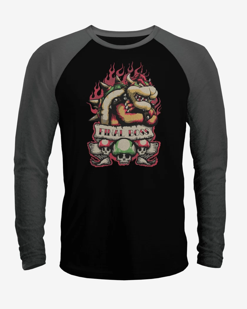 Polera Raglan Negro / Negro Heather de Final Boss
