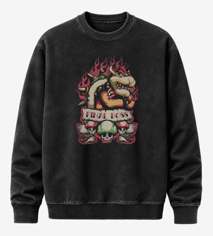 Poleron Polo Acid Wash Negro de Final Boss