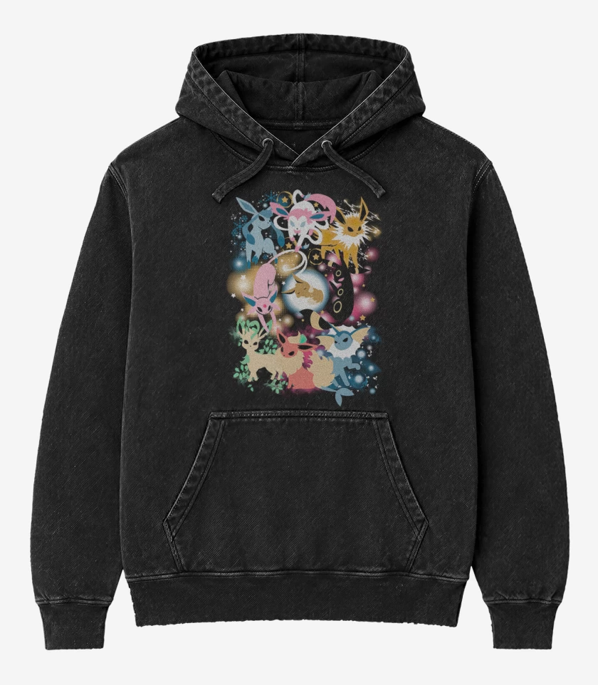 Poleron Canguro Acid Wash Negro de Eeveeeesss