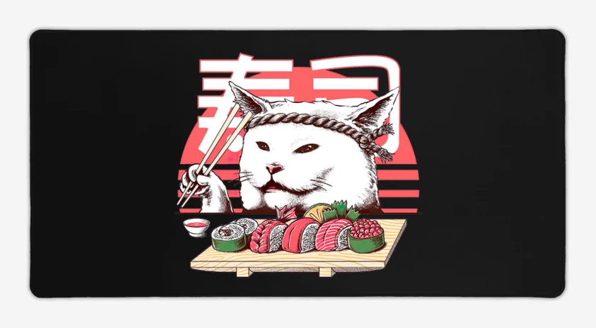 Mouse pad Gamer Gato sushi