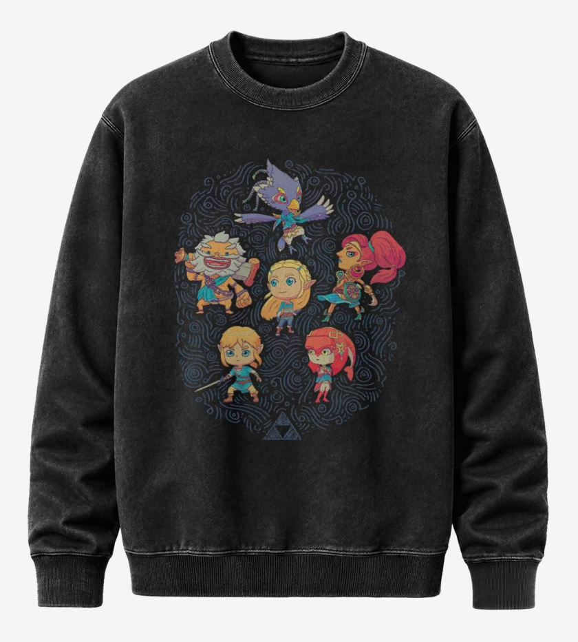 Poleron Polo Acid Wash Negro de Campeones