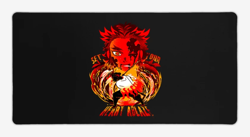 Mouse pad Gamer Negro de Rengoku