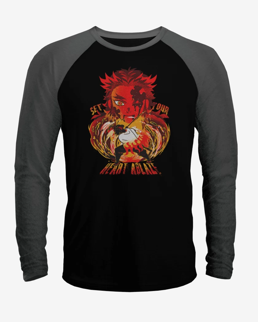 Polera Raglan Negro / Negro Heather de Rengoku