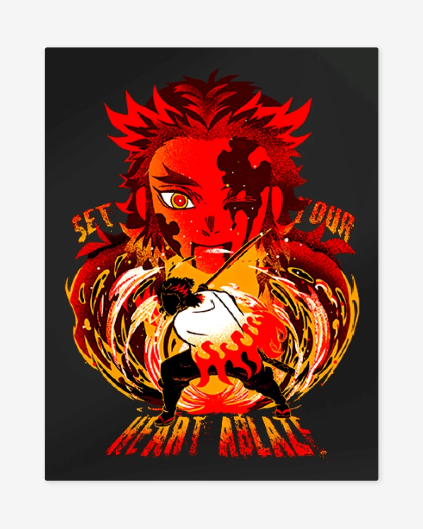 Print metalico Negro de Rengoku