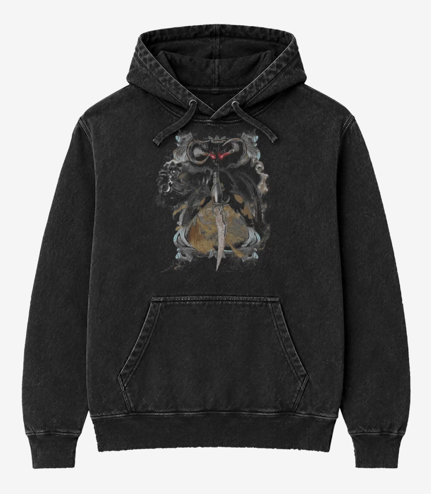 Poleron Canguro Acid Wash Negro de Prince of Persia - Dahaka