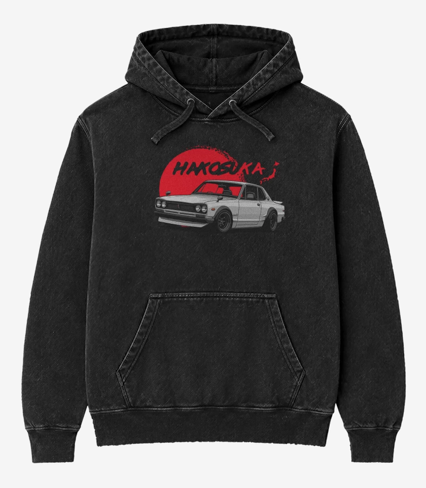 Poleron Canguro Acid Wash Negro de 2000GT-R