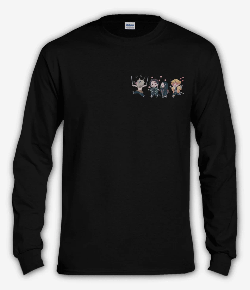 Polera manga larga Negro de Kimetsu de Bolsillo