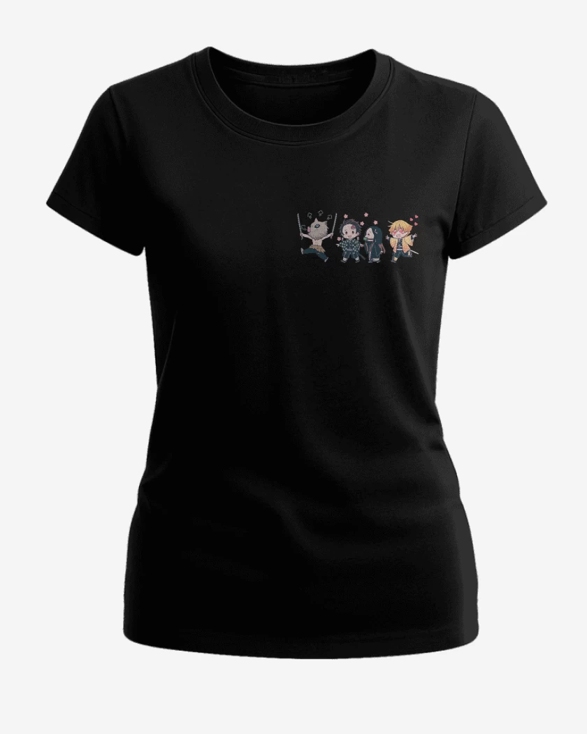 Polera de Mujer Negro de Kimetsu de Bolsillo