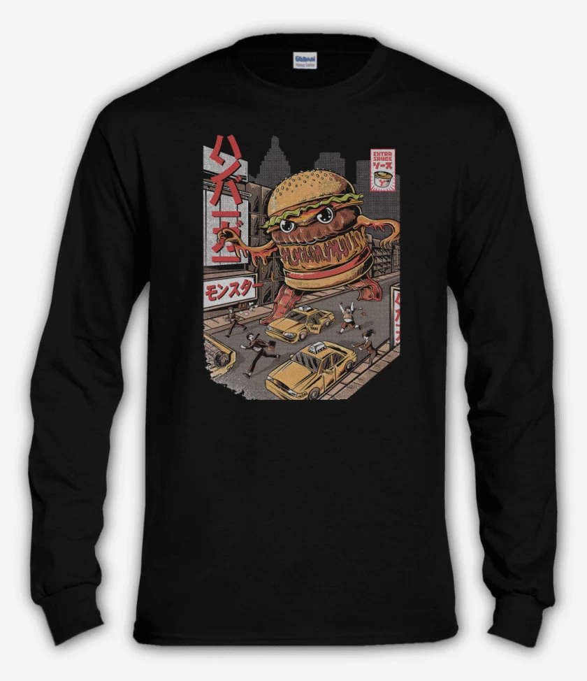 Polera manga larga Negro de Super Burger