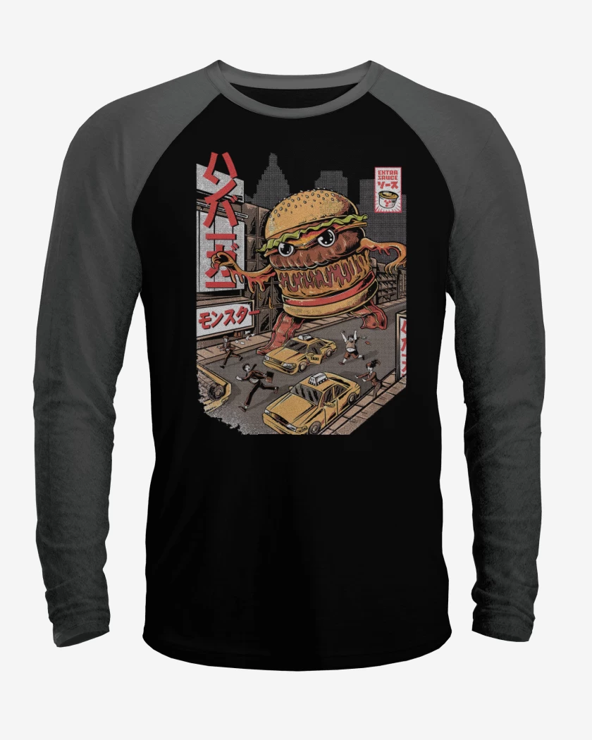 Polera Raglan Negro / Negro Heather de Super Burger