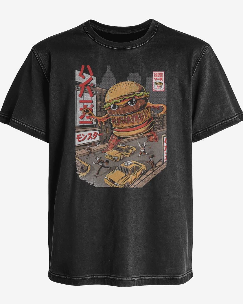 Polera desgastada Negro de Super Burger