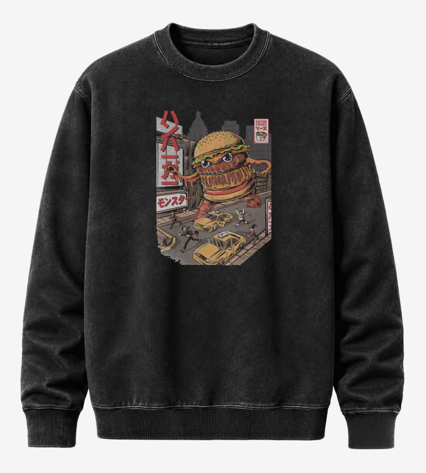 Poleron Polo Acid Wash Negro de Super Burger