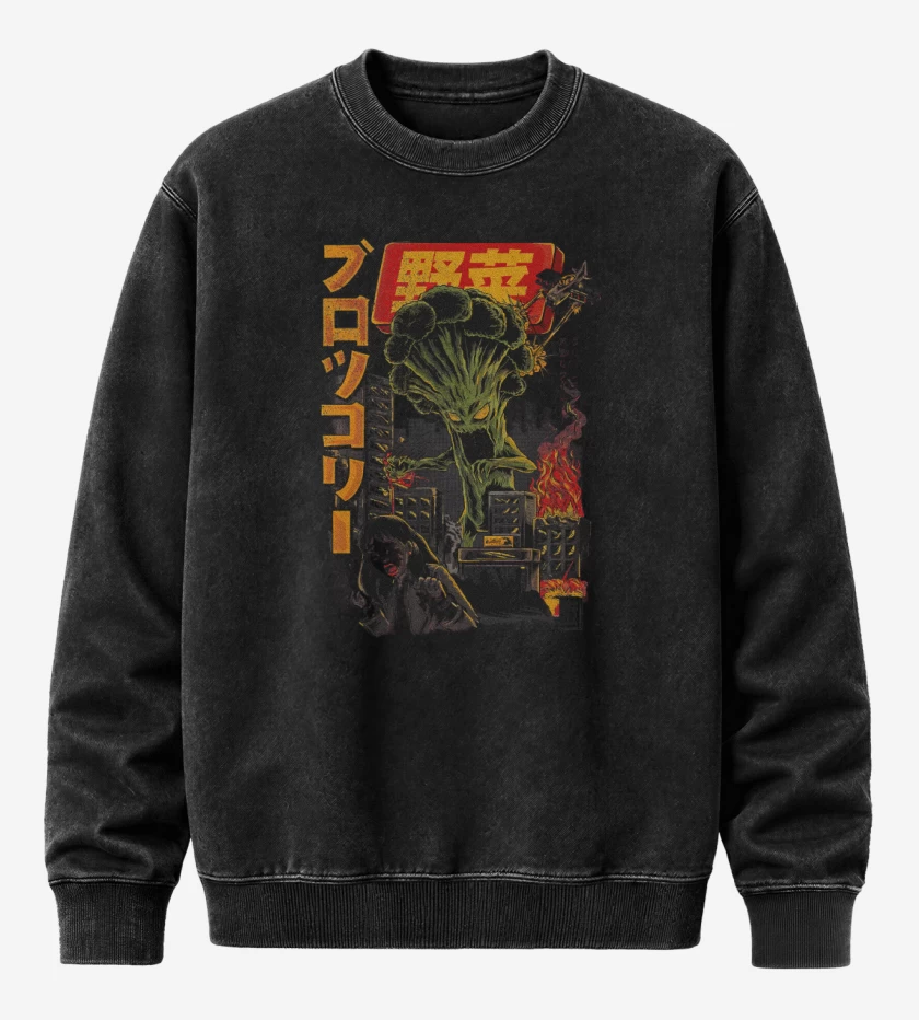 Poleron Polo Acid Wash Negro de BrocoliZilla