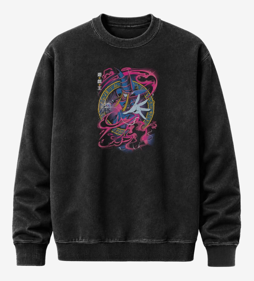 Poleron Polo Acid Wash Negro de El Mago Oscuro