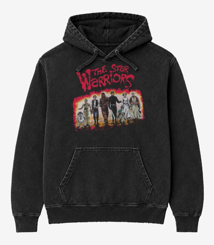 Poleron Canguro Acid Wash Negro de The Star Warriors