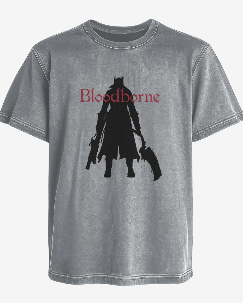 Polera desgastada Gris Melange de Bloodborne