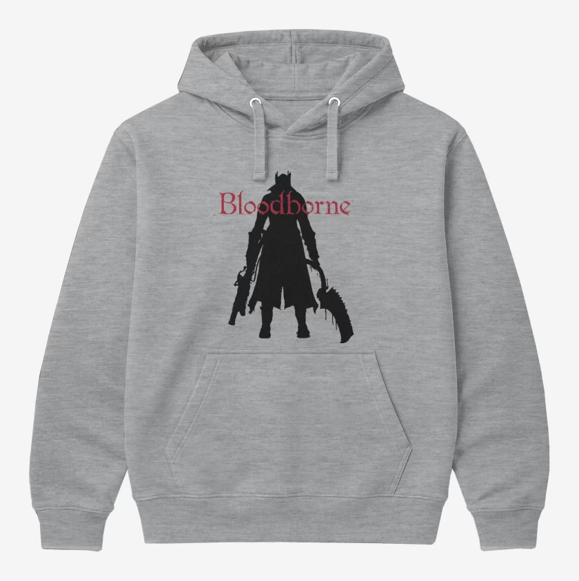 Polerón Canguro Gris Melange de Bloodborne