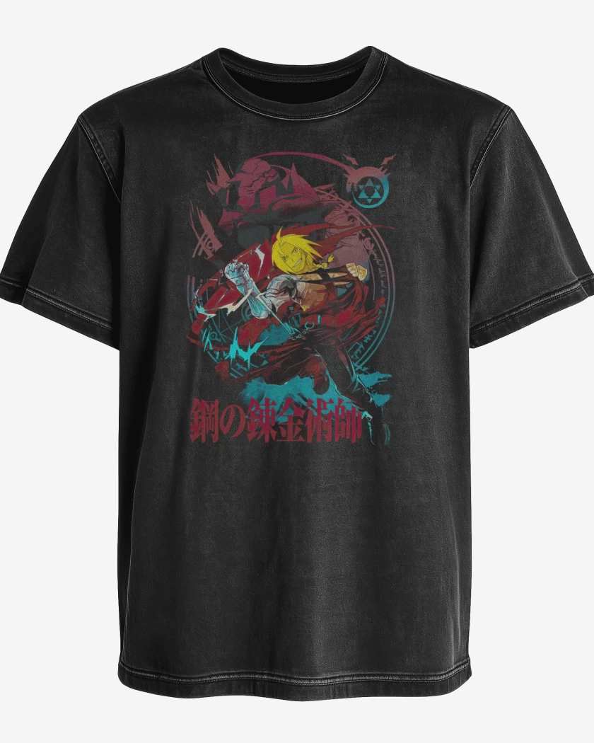 Polera desgastada Negro de Edward & Alphonse