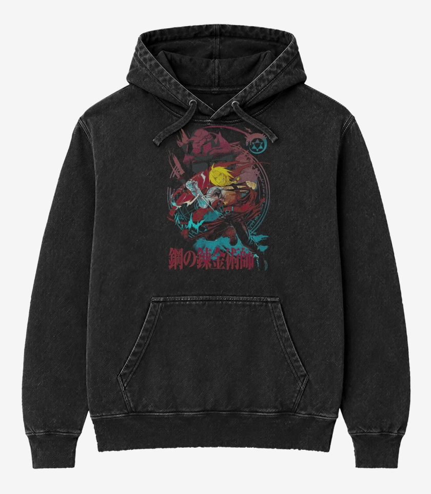 Poleron Canguro Acid Wash Negro de Edward & Alphonse