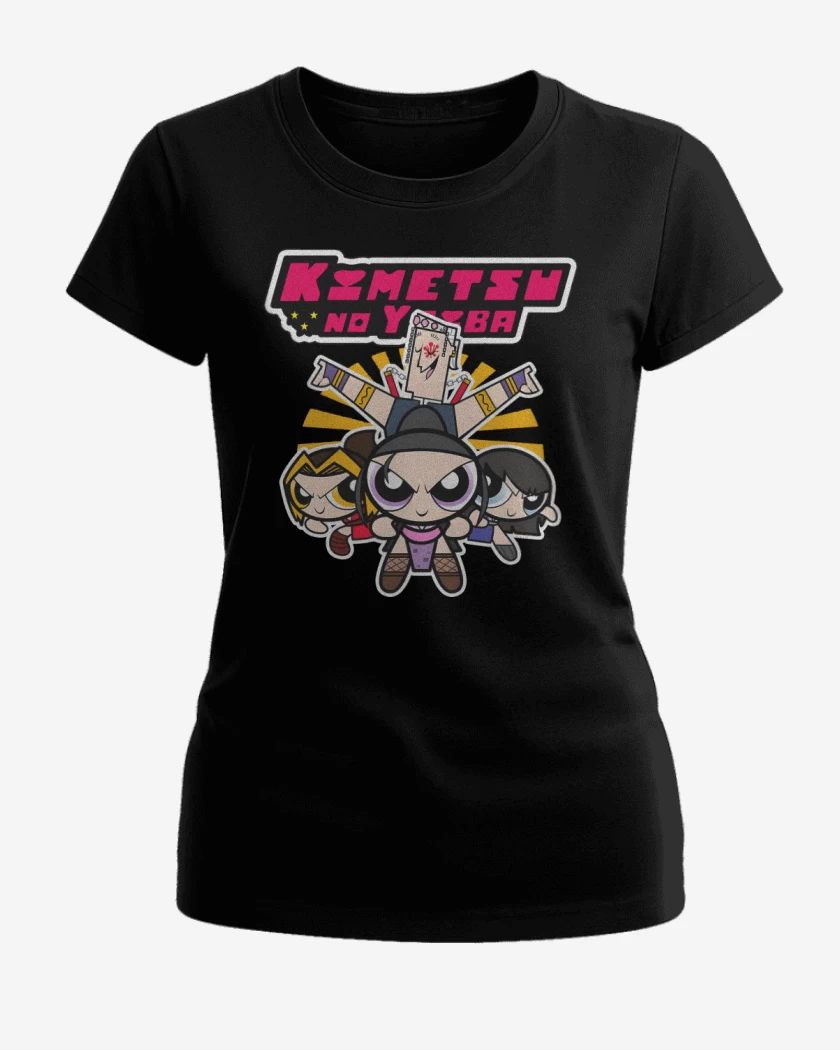 Polera de Mujer Negro de Kimetsuper Poderosaiba