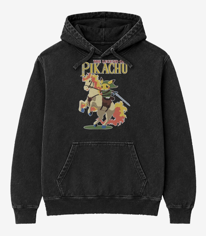 Poleron Canguro Acid Wash Negro de The Legend of Pika