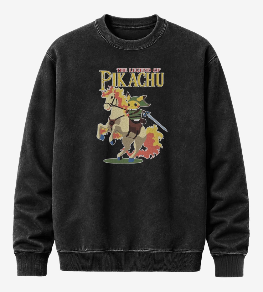 Poleron Polo Acid Wash Negro de The Legend of Pika