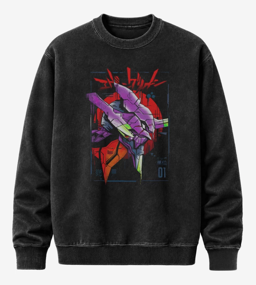 Poleron Polo Acid Wash Negro de Evangelions 3