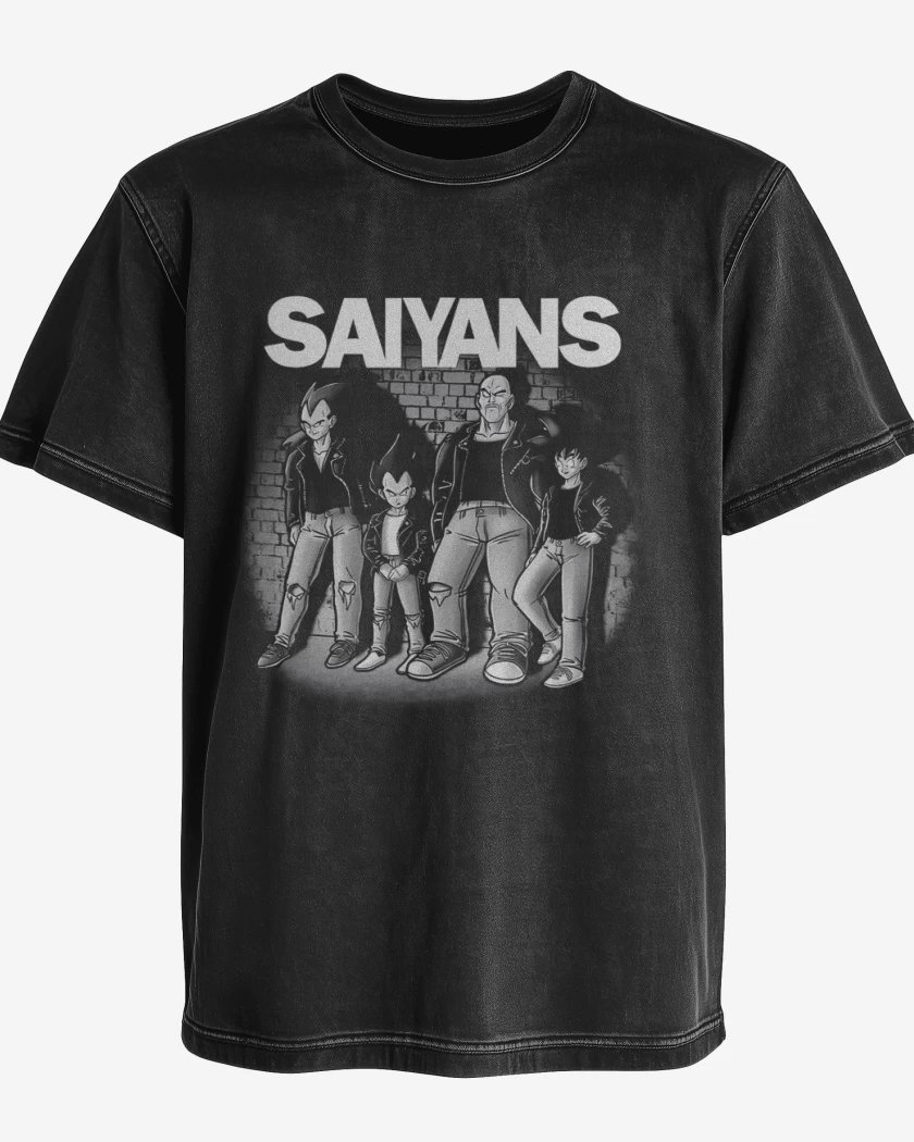 Polera desgastada Negro de Saiyans