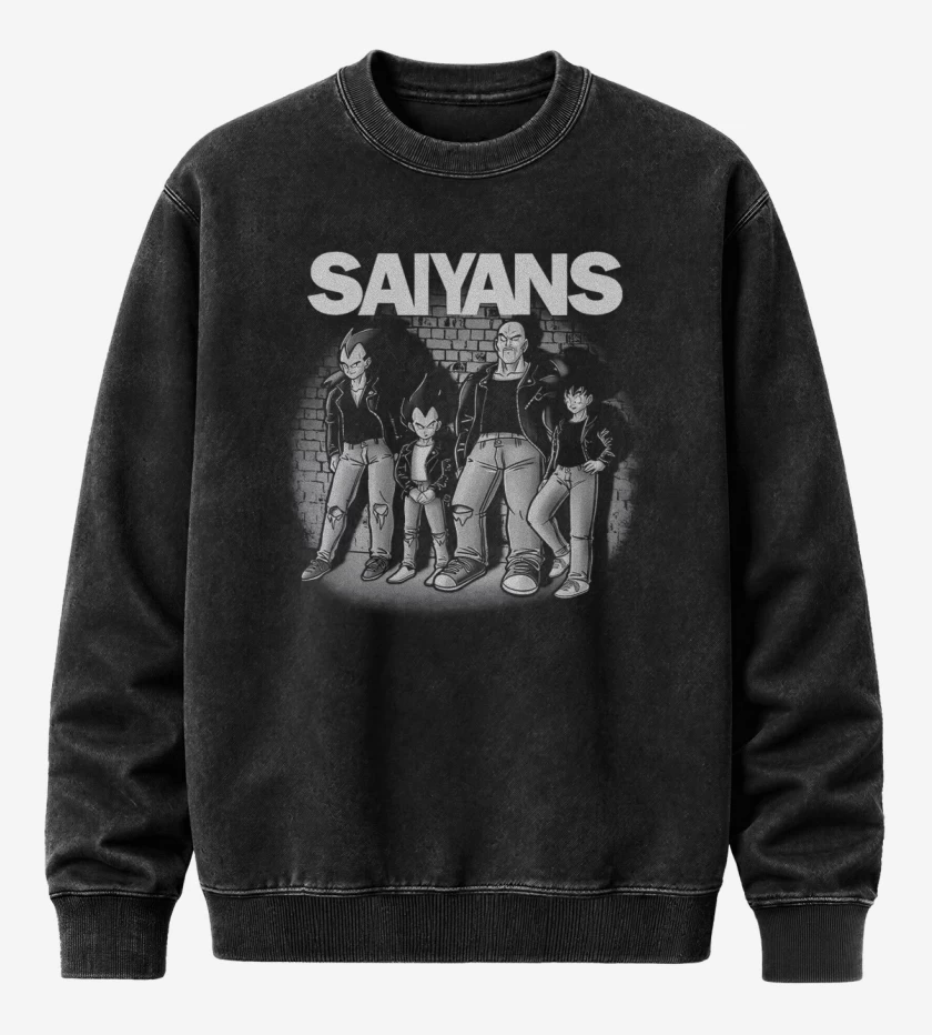 Poleron Polo Acid Wash Negro de Saiyans