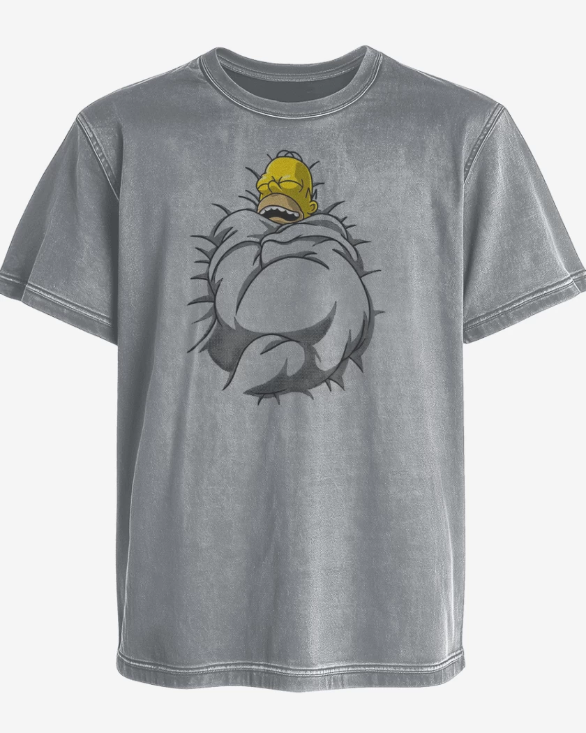 Polera desgastada Gris Melange de Homero Dormilón