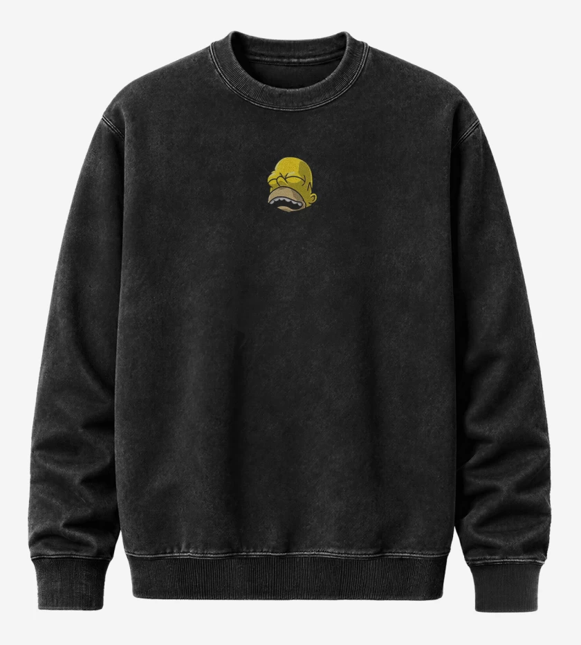 Poleron Polo Acid Wash Negro de Homero Dormilón