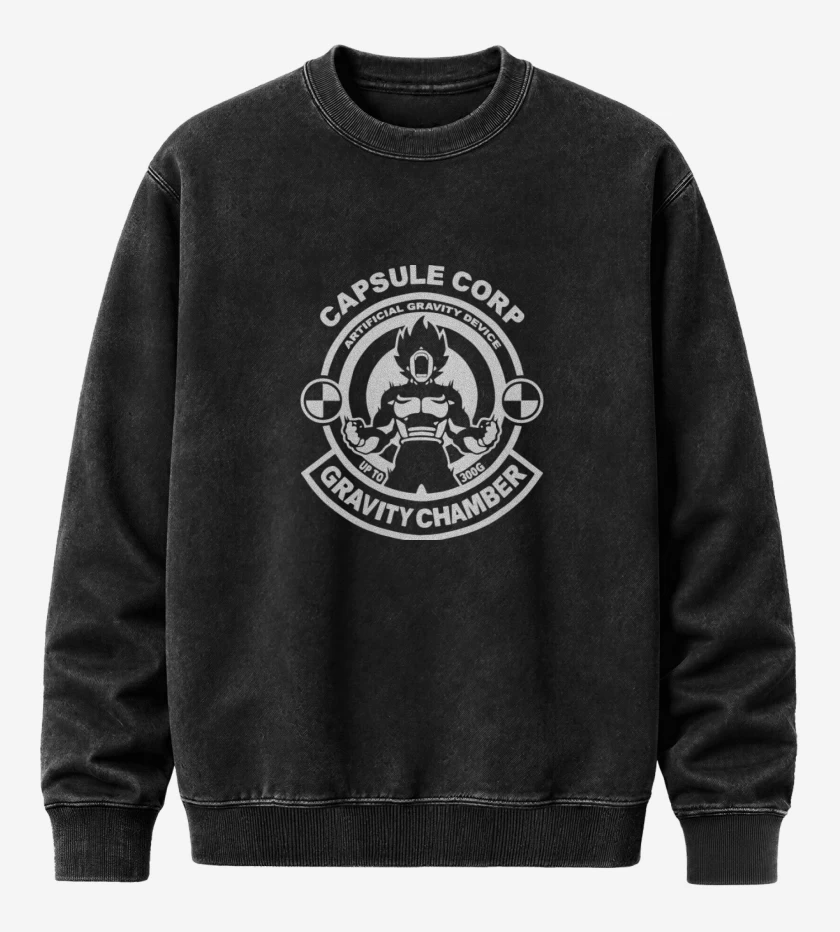 Poleron Polo Acid Wash Negro de Capsule Corp. Gravity Chamber