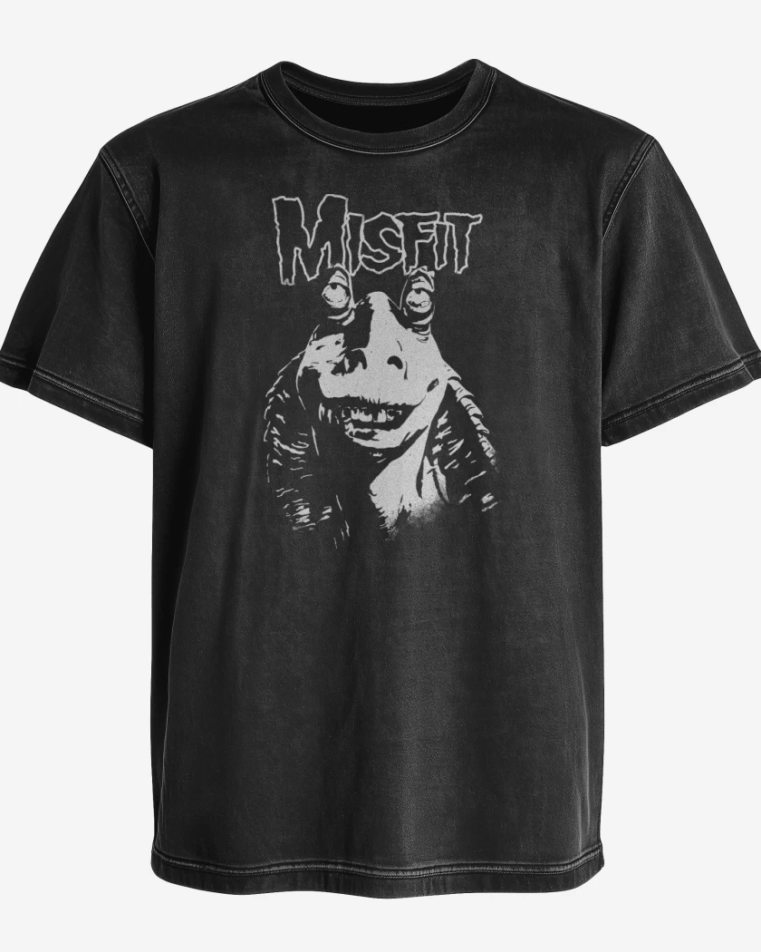 Polera desgastada Negro de Jar Jar Binkfist