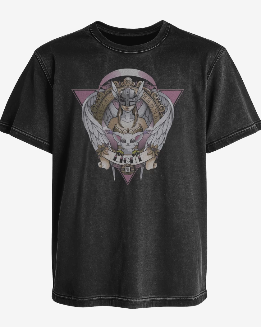 Polera desgastada Negro de Angewomon