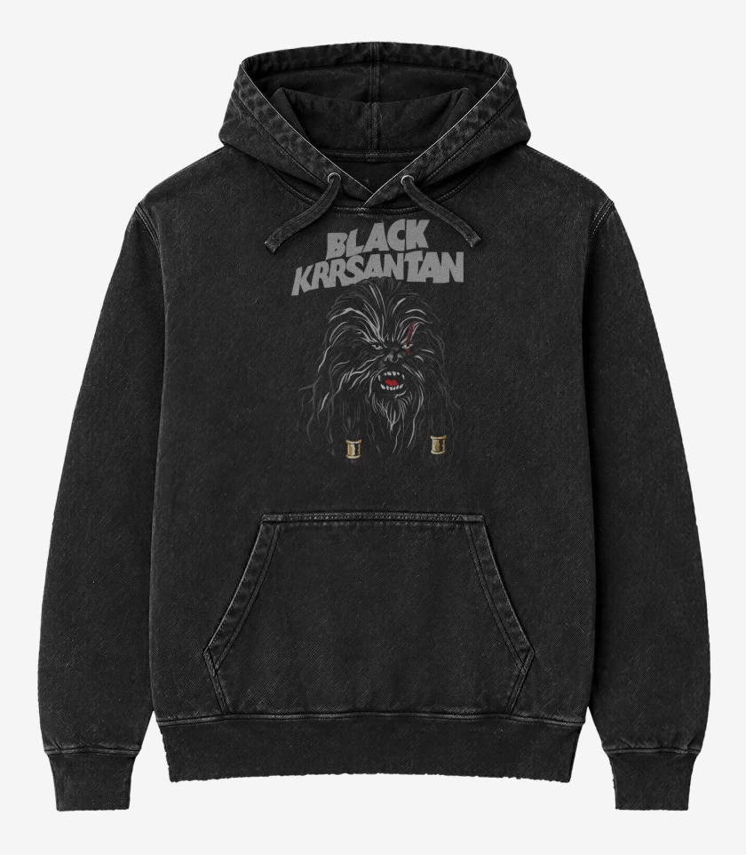 Poleron Canguro Acid Wash Negro de Black Krrsantan