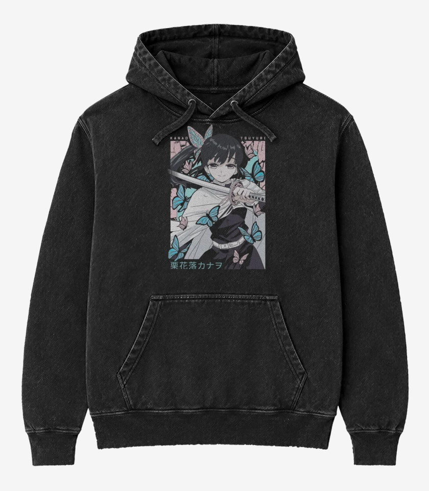 Poleron Canguro Acid Wash Negro de Kanao Tsuyuri