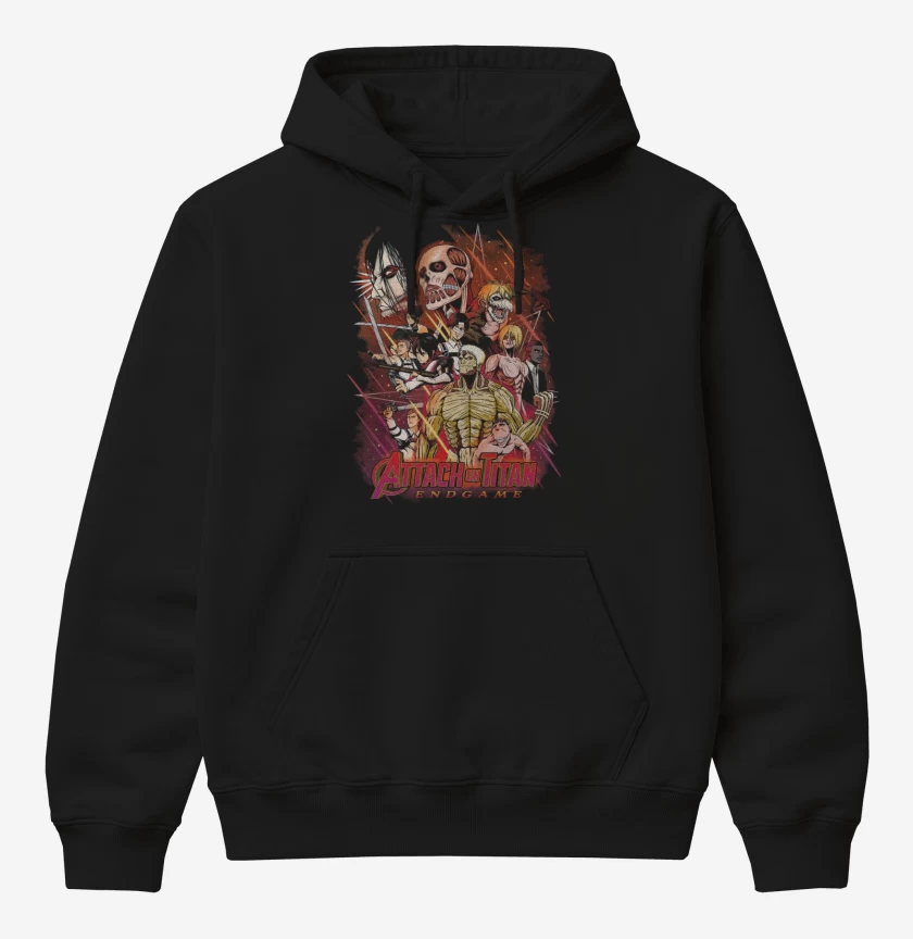 Poleron Canguro básico Negro de Attack on Titan EndGame