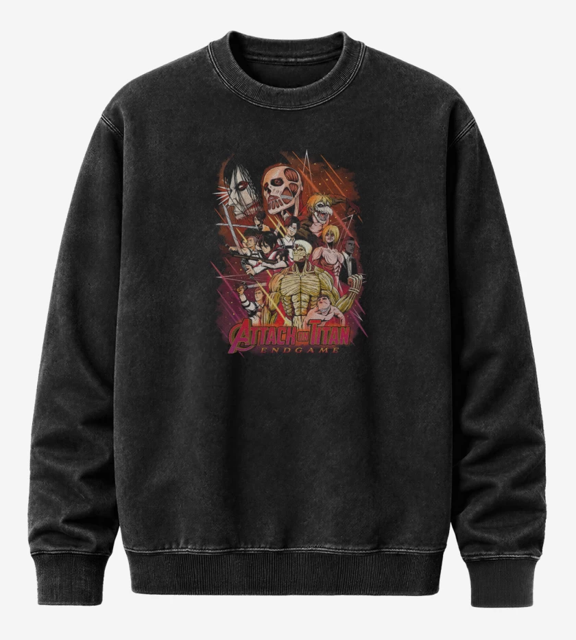 Poleron Polo Acid Wash Negro de Attack on Titan EndGame