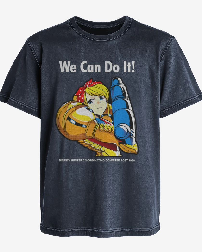 Polera desgastada Azul Marino de Samus We Can Do IT!