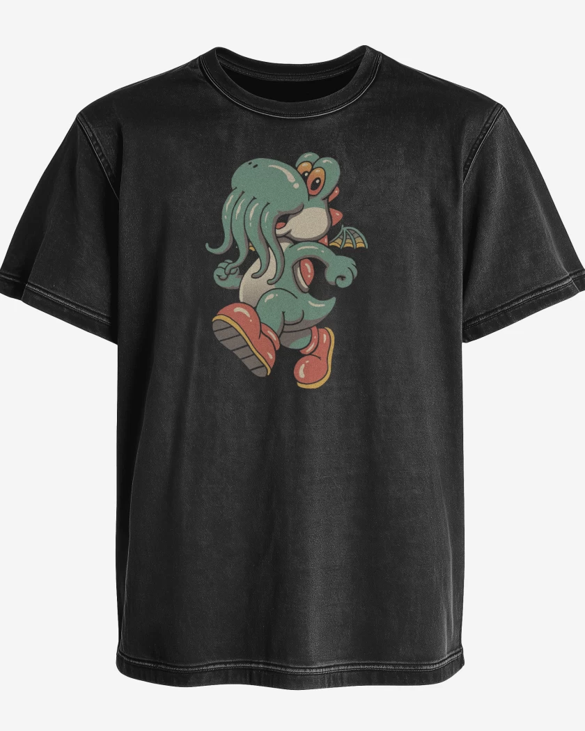 Polera desgastada Negro de Yosthulu