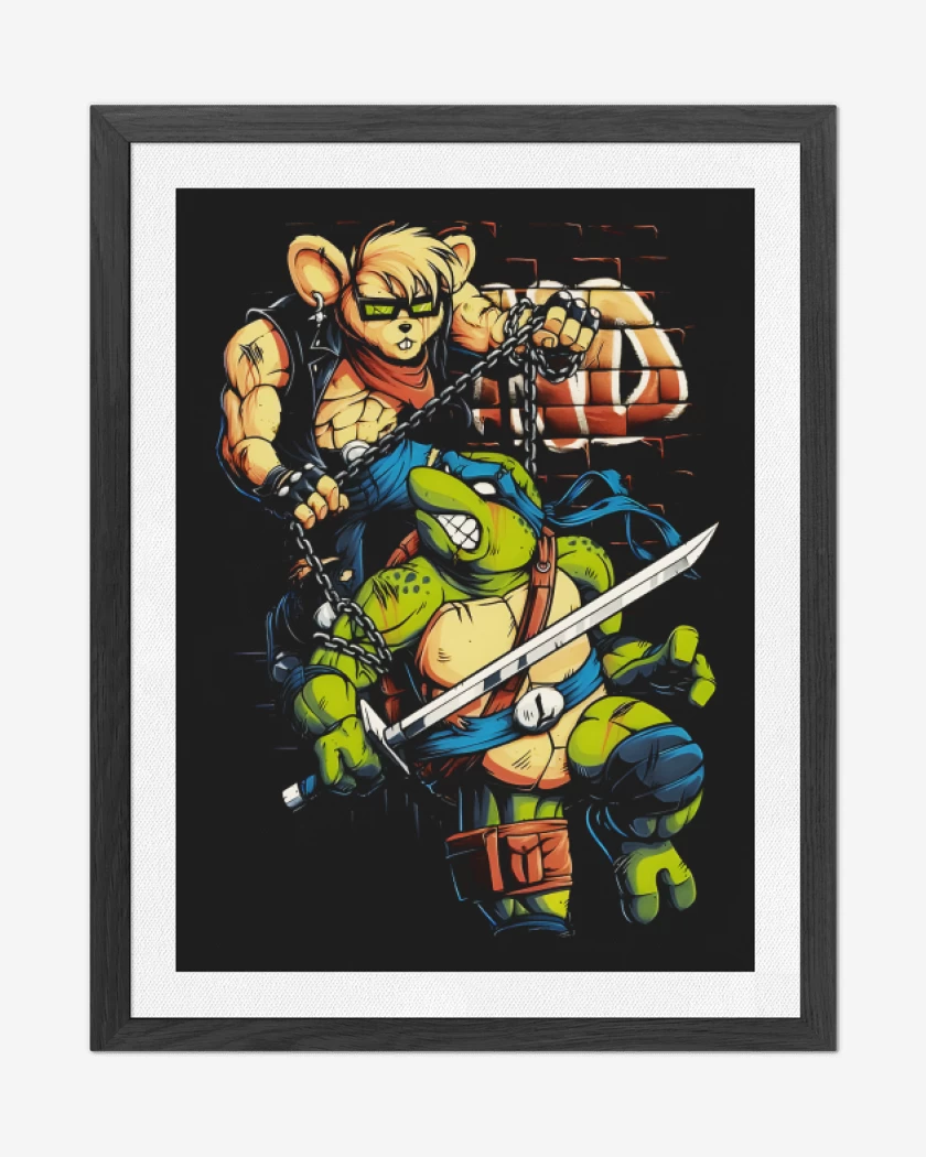 Cuadro decorativo Negro de Motorratones vs Tortugas Ninjas