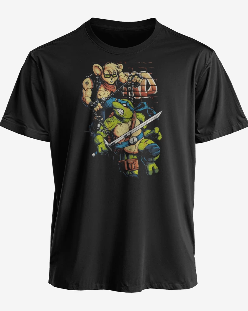 Polera premium Negro de Motorratones vs Tortugas Ninjas