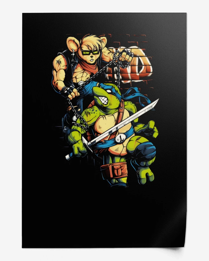 Print Negro de Motorratones vs Tortugas Ninjas