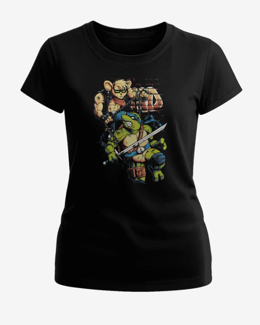 Polera de Mujer Negro de Motorratones vs Tortugas Ninjas