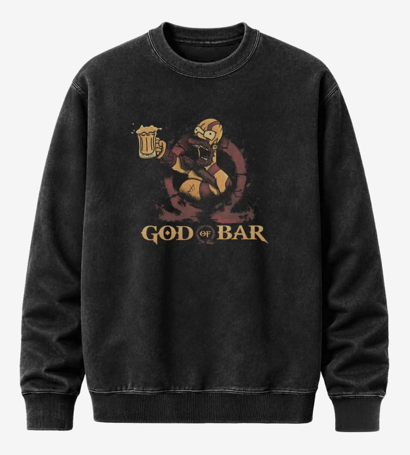 Poleron Polo Acid Wash Negro de God of Bar