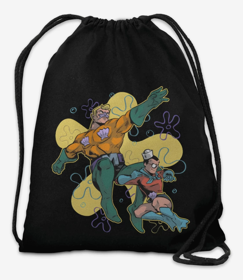 Mochila Negro de Sirenoman y Chico Percebe