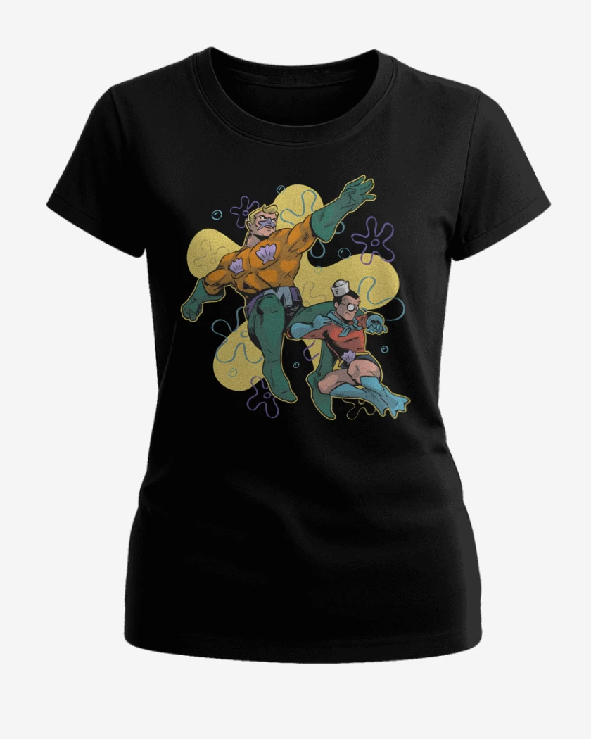 Polera de Mujer Negro de Sirenoman y Chico Percebe