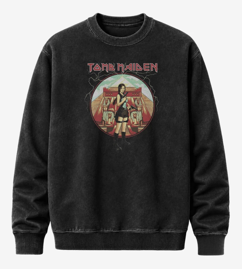Poleron Polo Acid Wash Negro de Tomb Maiden